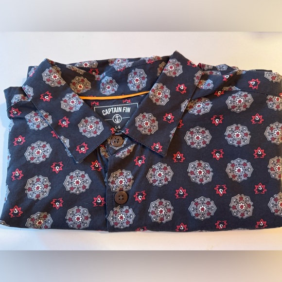 Captain Fin Paisley Pusher Shirt Navy and Red button up - Picture 5 of 5